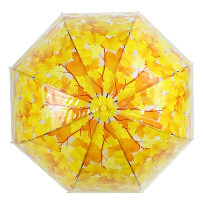 Transparent colorful umbrella - long handle - maple leavesOutdoor & Camping