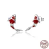 Roter Fisch Ohrringe - 925 Sterling Silber