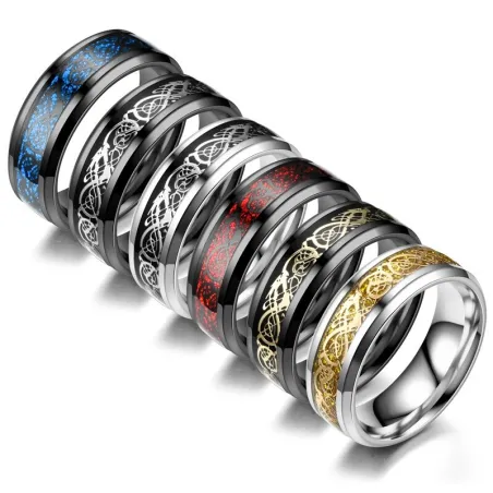 Eleganter Edelstahlring - Drachenmuster - Unisex