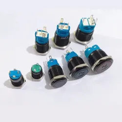 Schwarzer Druckschalter LED - wasserdicht - fest selbsthemmend - 12mm / 16mm / 19mm / 22mm - 5V / 12V / 220V