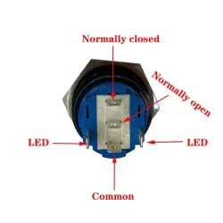Schwarzer Druckschalter LED - wasserdicht - fest selbsthemmend - 12mm / 16mm / 19mm / 22mm - 5V / 12V / 220V