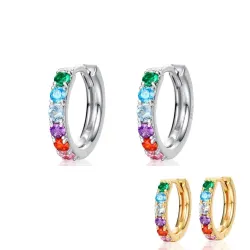 Elegante runde Ohrringe - bunte Kristalle - 925er Sterlingsilber