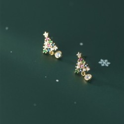 Bunter Kristall-Weihnachtsbaum - Ohrringe aus 925er Sterlingsilber