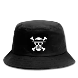 Canvas-Hut - Bucket-Style - schwarz - mit Totenkopf-Print