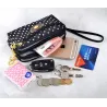 Kleine Clutch - dreifacher Reißverschluss - Handschlaufe - Punktmuster