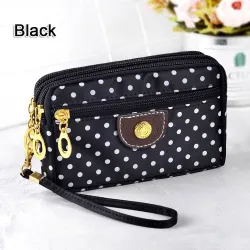 Kleine Clutch - dreifacher Reißverschluss - Handschlaufe - Punktmuster