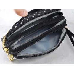 Kleine Clutch - dreifacher Reißverschluss - Handschlaufe - Punktmuster