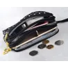 Kleine Clutch - dreifacher Reißverschluss - Handschlaufe - Punktmuster