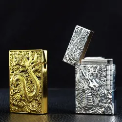Butangasfeuerzeug aus Metall - Drache