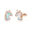 Einhorn-Ohrringe - blauer Opal - 925er Sterlingsilber