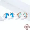 Einhorn-Ohrringe - blauer Opal - 925er Sterlingsilber