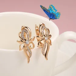 Elegante Ohrringe aus Roségold - Kristallblume