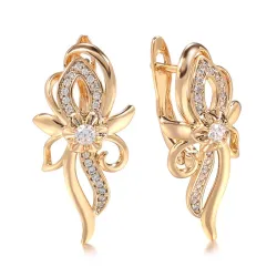Elegant rose gold earrings - crystal flowerEarrings