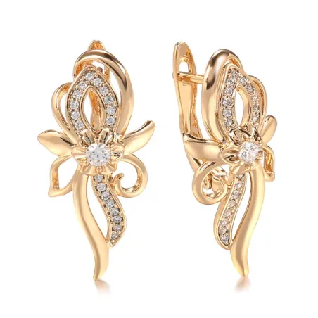 Elegante Ohrringe aus Roségold - Kristallblume