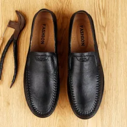 Classic men's loafers - slip on - genuine leatherShoes