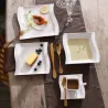 Elegantes Geschirr - Tafelservice aus weißem Porzellan - Tassen - Untertassen - Teller