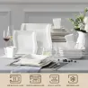 Elegantes Geschirr - Tafelservice aus weißem Porzellan - Tassen - Untertassen - Teller