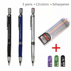 Mechanischer dreieckiger Bleistift - Spitzer - 12 Farbminen / Stylus