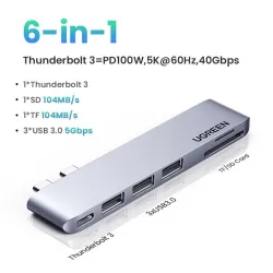 UGREEN - USB C HUB Dual Type-C auf Multi USB 3.0 4K HDMI - Adapter Thunderbolt 3 - für MacBook Pro Air