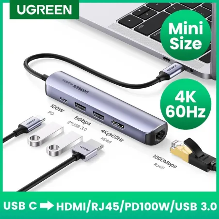 USB-C zu HDMI - RJ45 - USB 3.0 - PD - HUB - Multifunktionsadapter