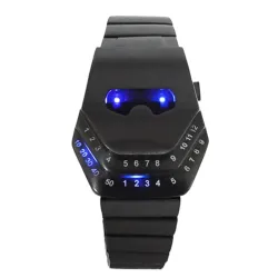 Modische schwarze Edelstahluhr - Schlangenkopf - blaue LED