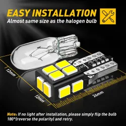 Car LED light bulb - T10 - 2835 SMD - W5W - Canbus - 6000K white - 10 piecesT10