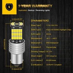 Car LED bulb - reverse light - P21W - Canbus - DRL - 2 piecesLED