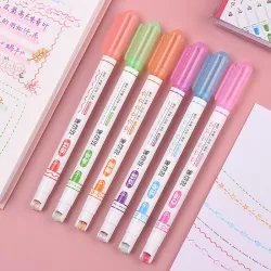 Tintenroller – Art Maker Textmarker – mit Mustern – Sterne – Welle – Wolken – Herzen – 6 Stück