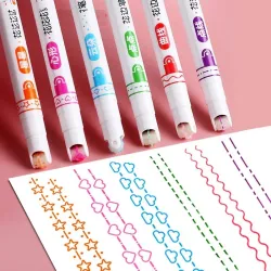 Tintenroller – Art Maker Textmarker – mit Mustern – Sterne – Welle – Wolken – Herzen – 6 Stück