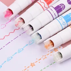 Tintenroller - künstlerische Textmarker - mit Mustern - Sterne - Linien - Wolken - Herzen - 6 Stück