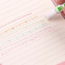 Tintenroller - künstlerische Textmarker - mit Mustern - Sterne - Linien - Wolken - Herzen - 6 Stück