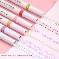 Künstlerischer Stift - Curved Lines Marker - Tintenroller mit Mustern - 6 Stück