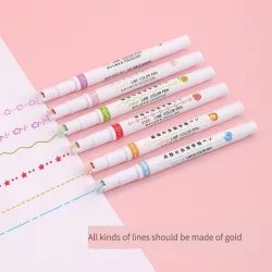 Künstlerischer Stift - Curved Lines Marker - Tintenroller mit Mustern - 6 Stück