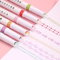 Künstlerischer Stift - Curved Lines Marker - Tintenroller mit Mustern - 6 Stück