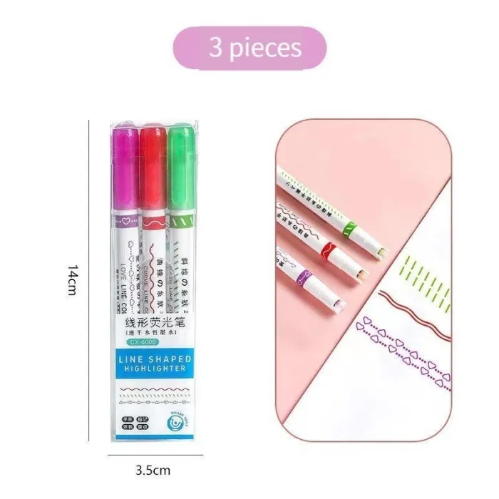 Künstlerischer Stift - Curved Lines Marker - Tintenroller mit Mustern - 3 Stück