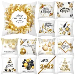 Dekorativer Weihnachtskissenbezug - Schwarz / Gold - 45 * 45 cm