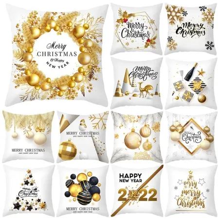 Decorative Christmas cushion cover - black / gold - 45 * 45 cmCushion covers