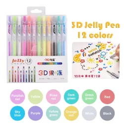 3D Jelly Pen - Mehrfarbig - Malerei / Graffiti / Keramik / Metall / Glas - 12 Stück