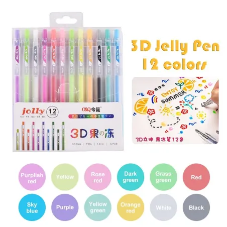 3D Jelly Pen - Mehrfarbig - Malerei / Graffiti / Keramik / Metall / Glas - 12 Stück