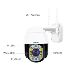 CCTV-Überwachungskamera - Nachtsicht - Außenbereich - WiFi - 2 MP - PTZ - HD - 1080P