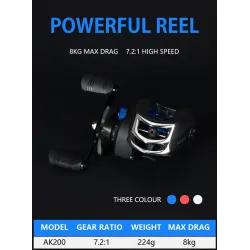 Metal fishing reel - winding ring - ultra light - magnetic brake - right / left handed - 7.2:1 - 8KGTools