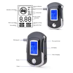 Professioneller digitaler Alkoholtester - Atemalkoholtester - LCD - mit 5 Mundstücken