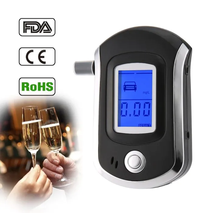 Professioneller digitaler Alkoholtester - Atemalkoholtester - LCD - mit 5 Mundstücken