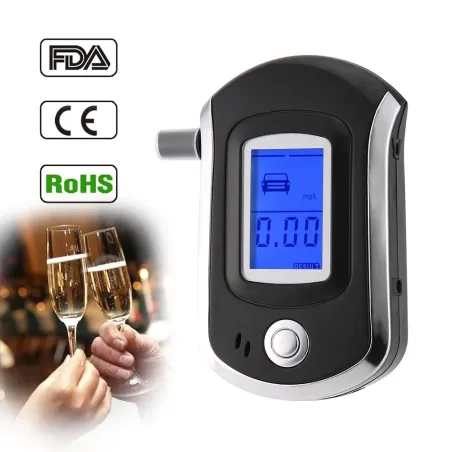 Professioneller digitaler Alkoholtester - Atemalkoholtester - LCD - mit 5 Mundstücken