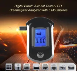 Professioneller digitaler Alkoholtester - Atemalkoholtester - LCD - mit 5 Mundstücken
