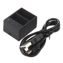 Akkuladegerät - Dual-Slot - mit USB-Kabel - für GoPro 5 / 6 / 7