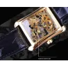 WINNER - rectangular mechanical watch - hollow-out skeleton design - leather strapWatches