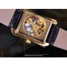 WINNER - rectangular mechanical watch - hollow-out skeleton design - leather strapWatches