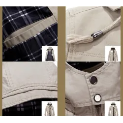 Long hooded jacket - windbreaker - with zipper / buttonsJackets