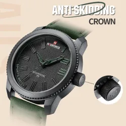 NAVIFORCE – Militär-Sportuhr – Quarz – wasserdicht – Lederarmband – dunkelbraun